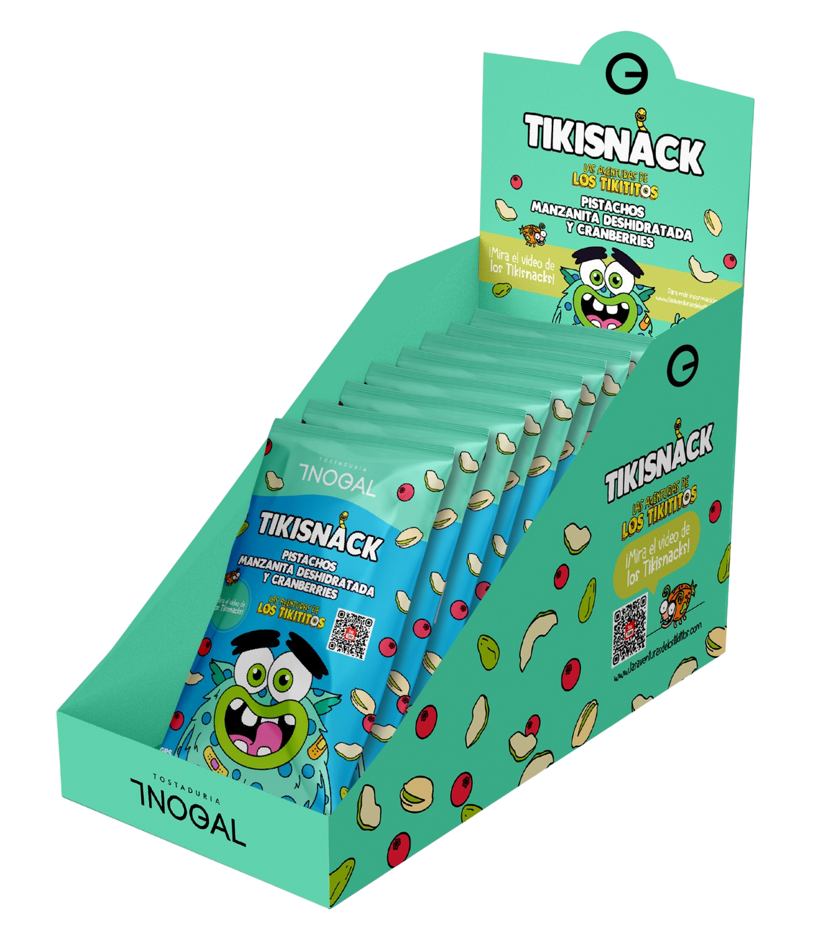 Display 10 tickisnack Coco loco: Pistachos, manzana y cranberries