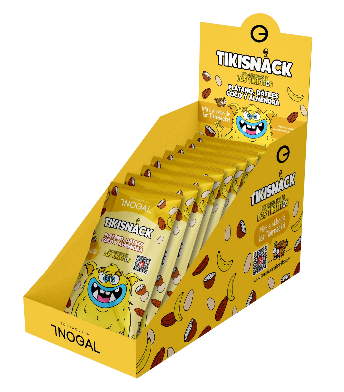Display 10 tickisnack Marvin: Plátano, dátiles, coco, almendras