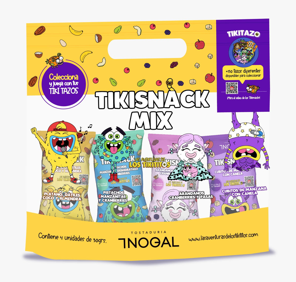 Box de 12 Bolsas de Colaciones - "Las Aventuras de los Tikititos" + Tazos Coleccionables (48 Snacks)